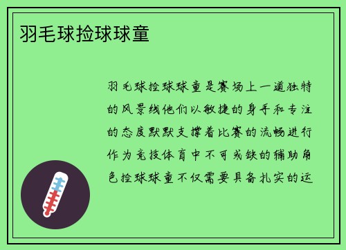 羽毛球捡球球童